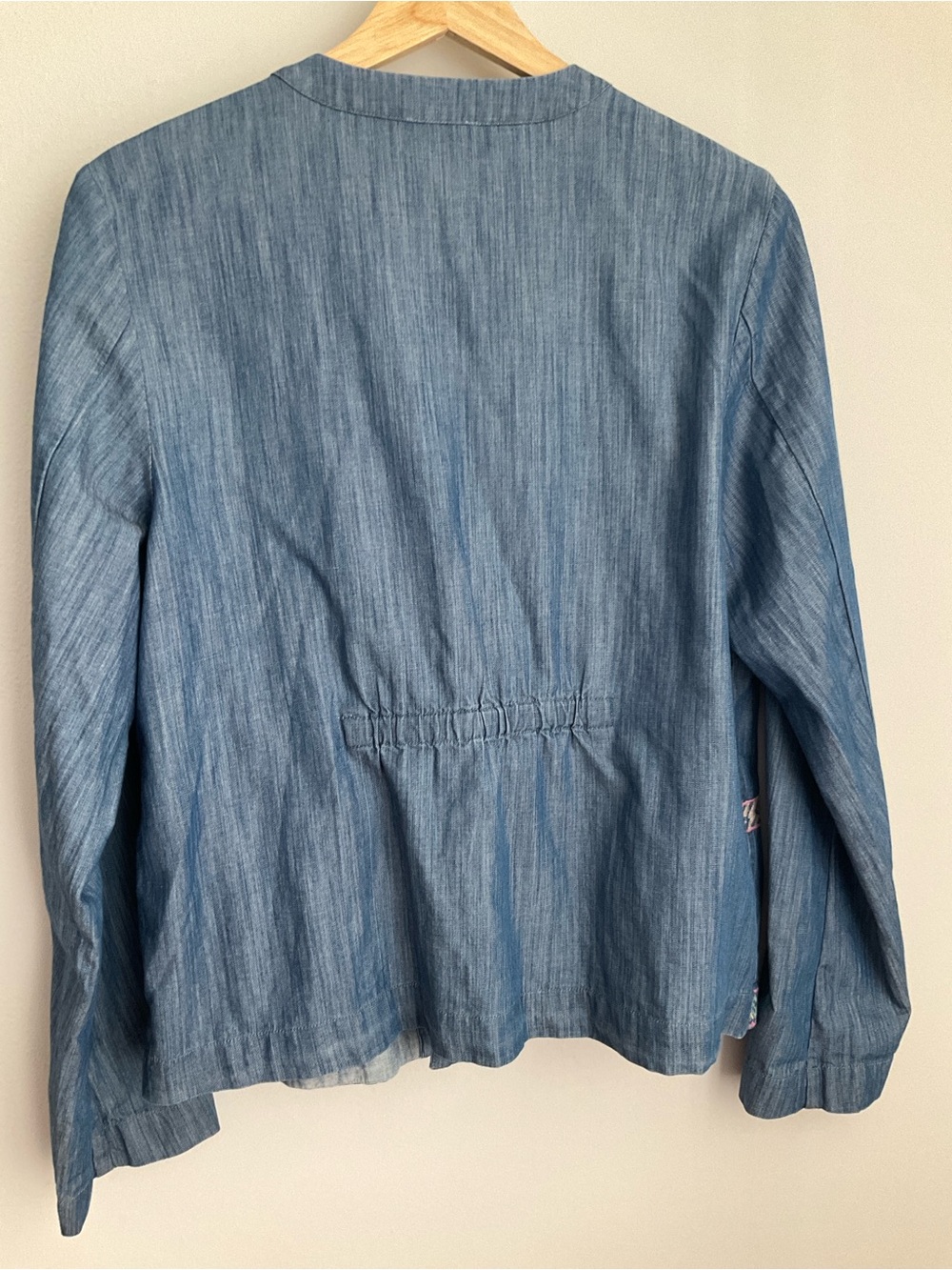 J. Jill Embroidered Open Front Denim Chambray Jacket Blue M - Picture 5 of 9